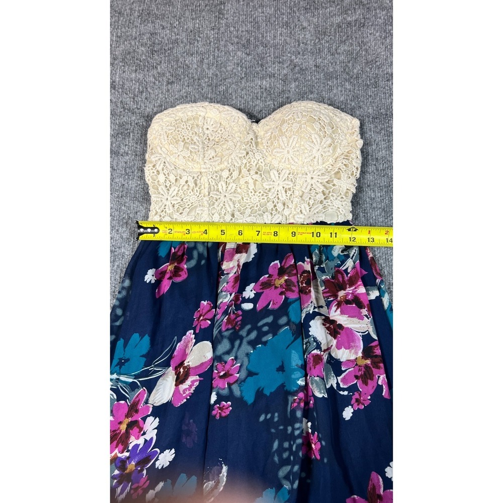 Love Culture Maxi Dress Women Small Multi Floral High Low Hem Back Zip Strapless - Picture 6 of 11